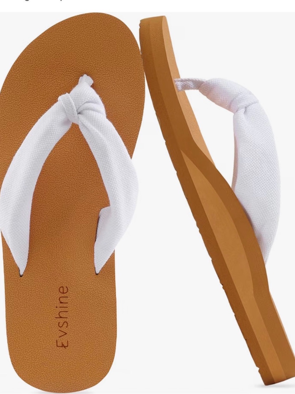 White Strap Tan Flip-Flop Sandals